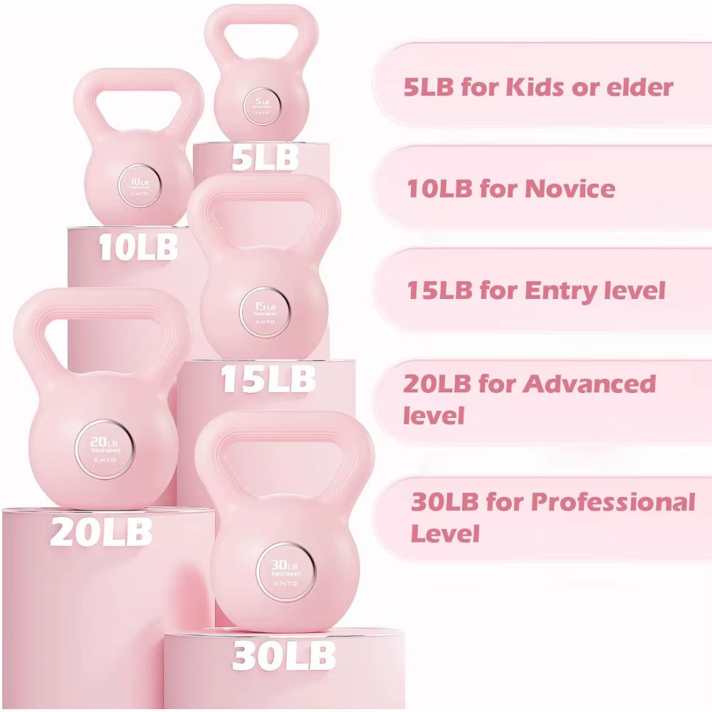 Kettlebells Fitness Exercise-Pink Strength Training Kettlebell Sets,Dumbbell Weights for Home Gym Equipment